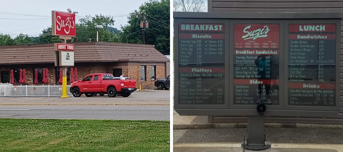 Suzi's Hamburgers Menu